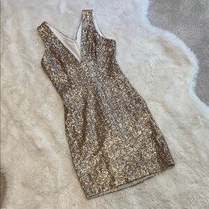 Dress the Population Metallic Sequin Mini Dress
